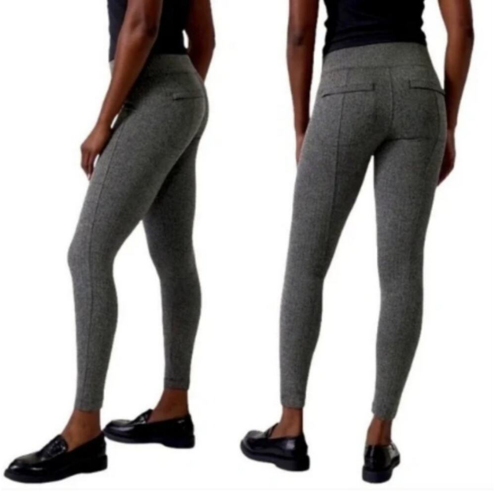 Athleta Delancy Herringbone Tight Leggings Office Athleisure Gray Size Small